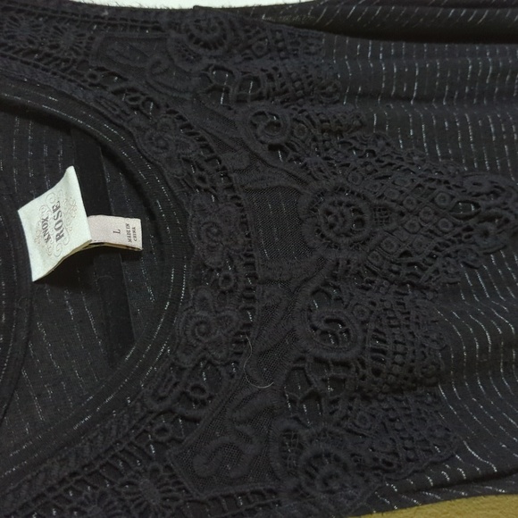 Knox Rose Black and White Striped Embroidered Tank Whimsigoth Women's Size L - Picture 1 of 5
